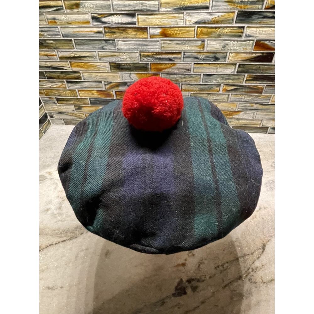 The Scotch House Pure Wool Hat Cap Tartan Plaid Tammy Tam o' Shanter Vintage UK